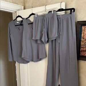 Maurices Waffle Knit Lounge Set Grey Color Size XS